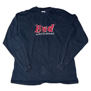 Vintage 90s Budweiser King Of Beers Embroidered Shirt Size XL Christmas L/S